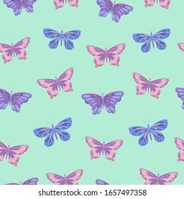 Patrón vectorial de mariposa. Impresión decorativa para envolturas, papel pintado, tela. Fondo de primavera.