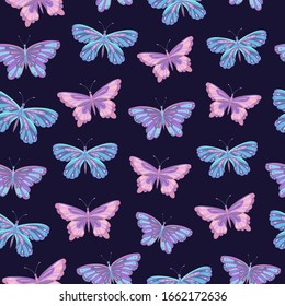 Patrón vectorial transparente con mariposa. Impresión decorativa para envolturas, papel pintado, tela. 