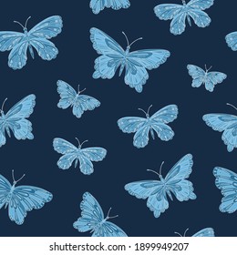 Seamless vector pattern with butterfly. Decoration print for wrapping, wallpaper, fabric, textile. 