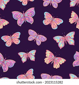 Seamless vector pattern of butterfly. Decoration print for wrapping, wallpaper, fabric, textile. 