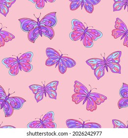 Patrón vectorial sin foco de mariposa. Impresión decorativa para envolturas, papel pintado, tela, textil. 