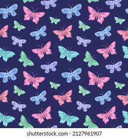 Seamless vector pattern with butterfly. Decoration print for wrapping, wallpaper, fabric, textile.