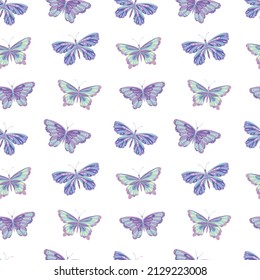 Seamless vector pattern of butterfly. Decoration print for wrapping, wallpaper, fabric, textile. Spring background.