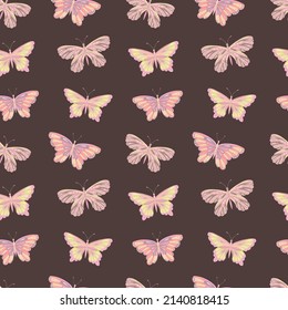 Patrón vectorial sin foco de mariposa. Impresión decorativa para envolturas, papel pintado, tela, textil. 