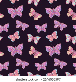 Seamless vector pattern of butterfly. Decoration print for wrapping, wallpaper, fabric, textile. 