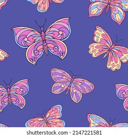 Seamless vector pattern of butterfly. Decoration print for wrapping, wallpaper, fabric, textile. 
