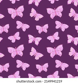 Seamless vector pattern of butterfly. Decoration print for wrapping, wallpaper, fabric, textile. 