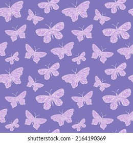 Seamless vector pattern with butterfly. Decoration print for wrapping, wallpaper, fabric, textile. 