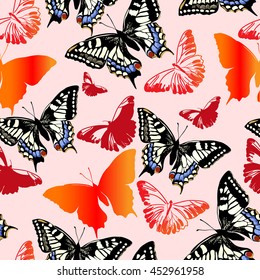 Seamless vector pattern with butterfly. Summer print design. Textile background.