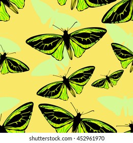 Seamless vector pattern with butterfly. Summer print design. Textile background.