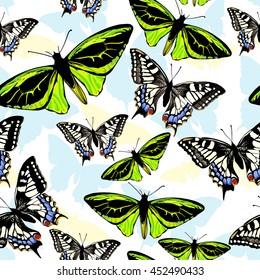 Seamless vector pattern with butterfly.Summer print design.