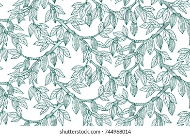 Seamless vector pattern with cacao plant