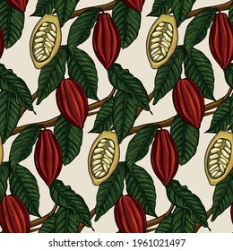 Seamless Vector Pattern With Cacao Tree