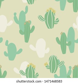 Seamless vector pattern with cacti.