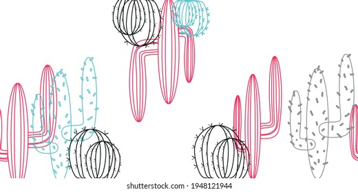 Seamless vector pattern of cacti, Бесшовные векторные шаблон с кактусами