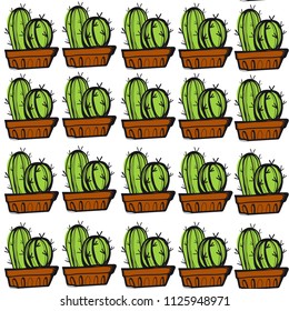 Seamless vector pattern with cactus.