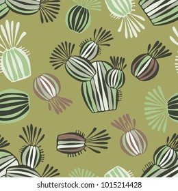 Seamless vector pattern with cactus .
Cute succulent cacti background.
Can be used for printing on paper, packaging , in textiles.