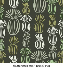 Seamless vector pattern with cactus .
Cute succulent cacti background.
Can be used for printing on paper, packaging , in textiles.