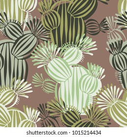 Seamless vector pattern with cactus .
Cute succulent cacti background.
Can be used for printing on paper, packaging , in textiles.