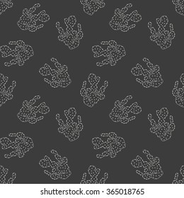 Seamless vector pattern with cactus and flower. Cute succulent cacti black background