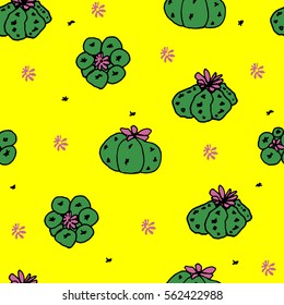 Seamless vector pattern with cactus peyote for textile, ceramics, fabric, print, cards, wrapping