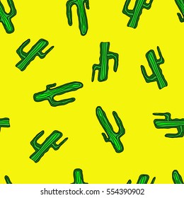 Seamless vector pattern with cactus for textile, ceramics, fabric, print, cards, wrapping