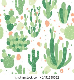 Seamless vector pattern with cactuses