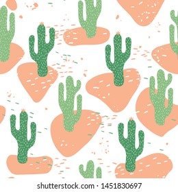 Seamless vector pattern with cactuses