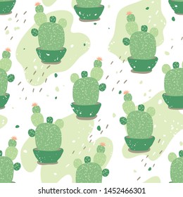 Seamless vector pattern with cactuses