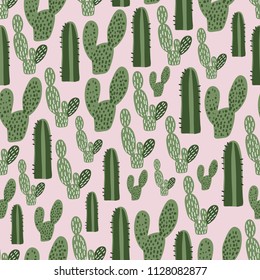 Seamless vector pattern with cactuses. It can used in fabric, textile, cover, wallpaper, wrapping, pattern fills.