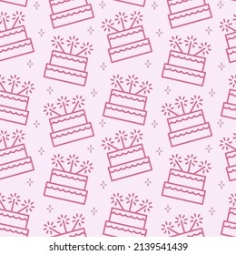 Seamless vector pattern with Cake. For fabric, paper, wrap, textile, poster, scrapbooking, wallpaper or background, for web site or mobile app.