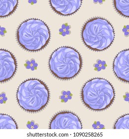 Seamless vector pattern of cake and flower