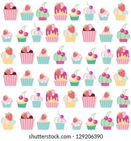 Seamless vector pattern cakes