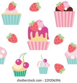 Seamless vector pattern cakes