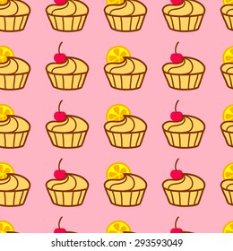 Seamless vector pattern with cakes