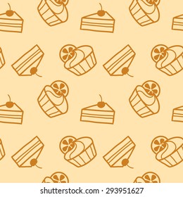 Seamless vector pattern with cakes