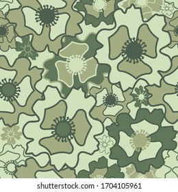 Seamless vector pattern with camouflage flowers perfect for fabric, textile, wallpaper, gift paper, scrapbook