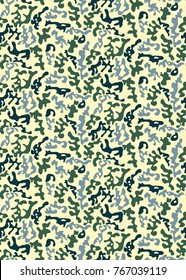 Seamless Vector Pattern of Camouflage. Isolated on light beige background