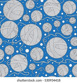 Seamless vector pattern. Can be used as wrapping paper, background, fabric print, web page backdrop, wallpaper and more.  Knitting, handmade.
