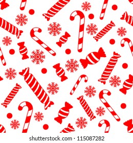 Seamless vector pattern with candies and snowflakes EPS8