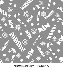 Seamless vector pattern with candies and snowflakes EPS8