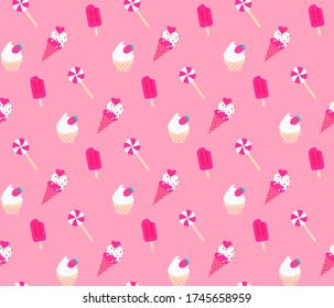 Seamless vector pattern with candy. Cute background