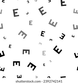 Patrón vectorial impecable con símbolos E mayúscula, creando un fondo monocromo creativo con elementos rotados. Ilustración del vector sobre fondo blanco