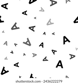 Seamless vector pattern with capital letter A symbols, creating a creative monochrome background with rotated elements. Vector illustration on white background
