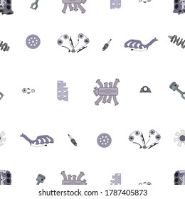 Seamless vector pattern. Car engine elements. Isolated on white. Vector graphics.