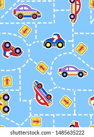 seamless vector pattern cars in the city