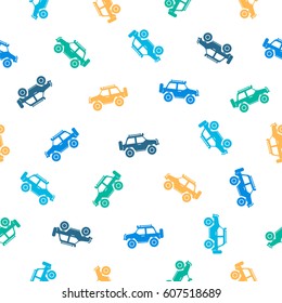 Seamless vector pattern - cars on white background