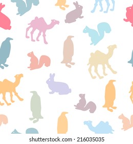 Seamless vector pattern with cartoon animals. Endless texture can be used for printing onto fabric and paper.