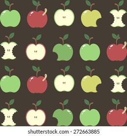 Seamless vector pattern with cartoon apples 