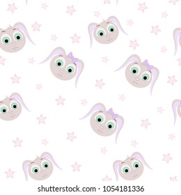 Seamless vector pattern with cartoon bunny illustration. The template for the cover fabric, books.